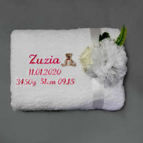 ręcznik dla dziewczynki z metryczką haftyok.pl